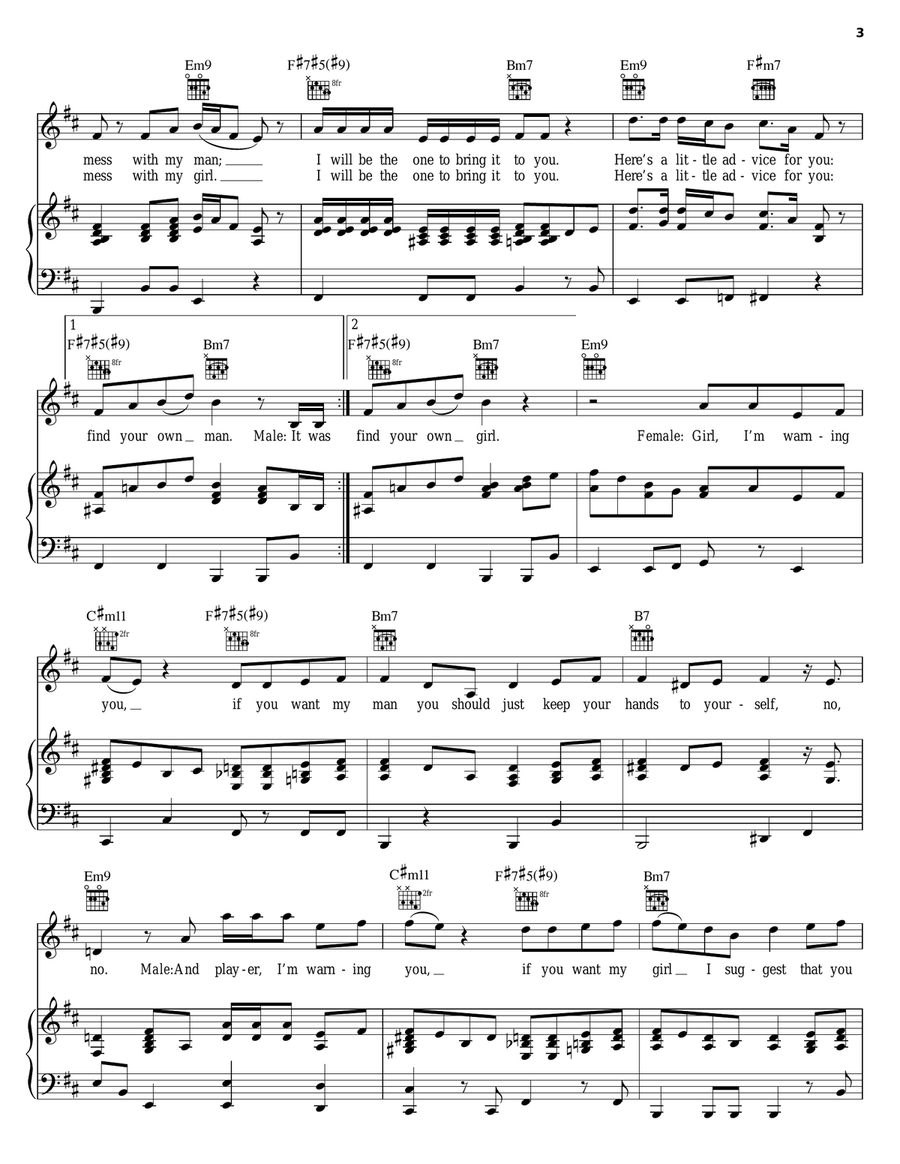 Don't Mess With My Man Piano, Vocal, Guitar scores gallery preview page 3