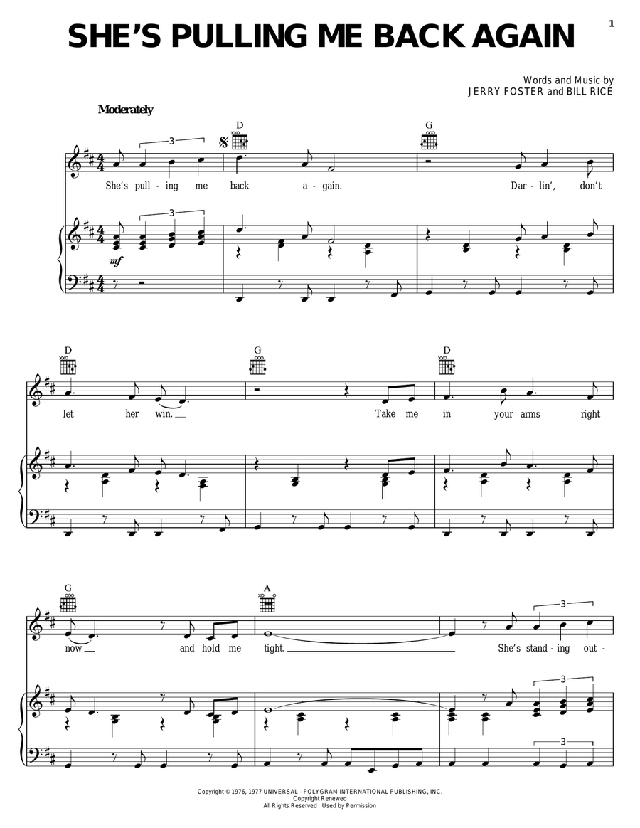 She's Pulling Me Back Again Piano, Vocal, Guitar scores gallery preview page 1