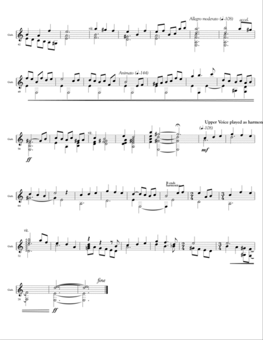 The Traveler - Solo Guitar piece in three movements Classical Guitar scores gallery preview page 4