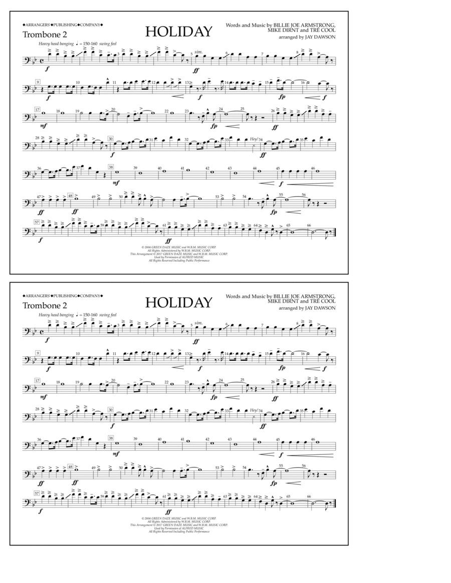 Holiday - Trombone 2 Trombone scores gallery preview page 1