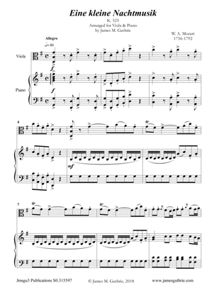 Book cover for Mozart: Eine kleine Nachtmusik for Viola & Piano