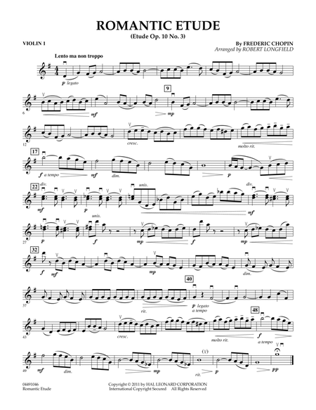Romantic Etude (Op. 10, No. 3) - Violin 1