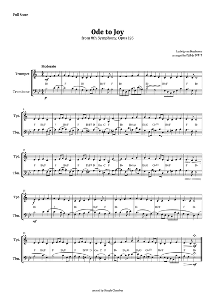 Ode to Joy for Trumpet and Trombone by Beethoven Opus 125 image number null
