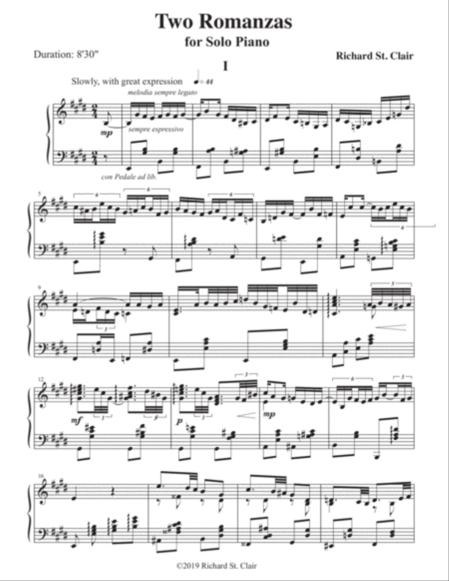 Two Romanzas for Solo Piano Piano Solo scores gallery preview page 3