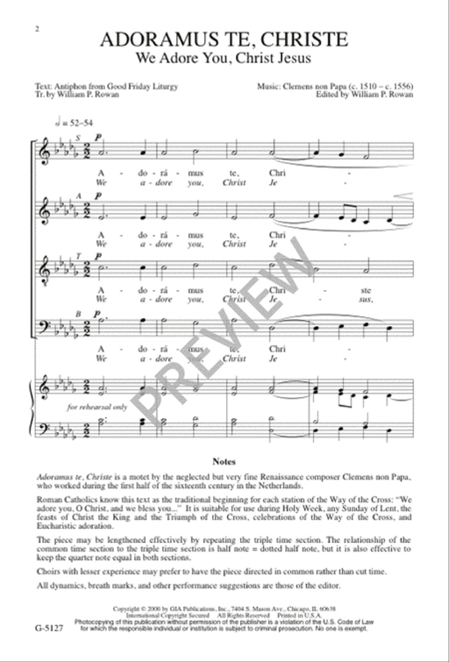 Adoramus Te, Christe 4-Part scores gallery preview page 2