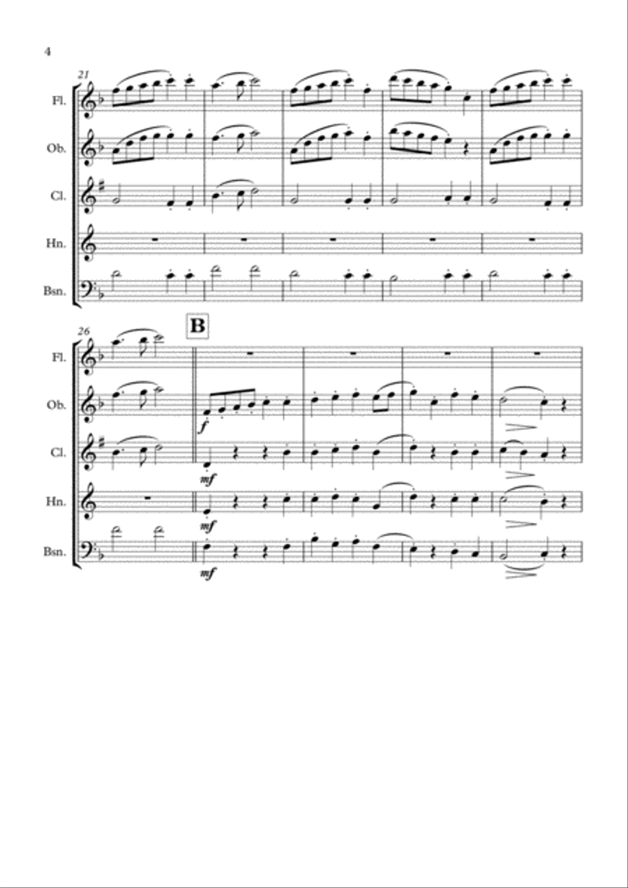 Second Suite for Military Band, I. March (Full Score and Parts) Woodwind Quintet scores gallery preview page 4