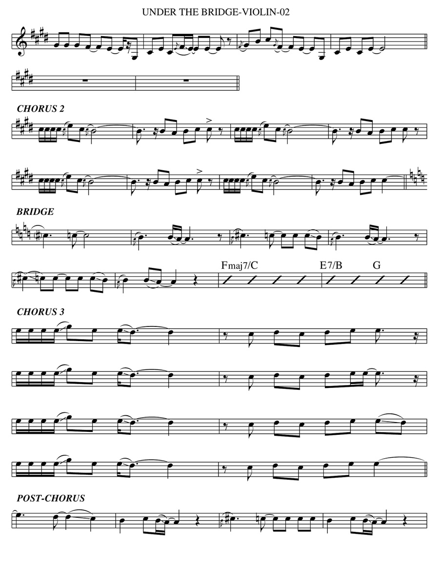 Under The Bridge Violin Solo scores gallery preview page 2