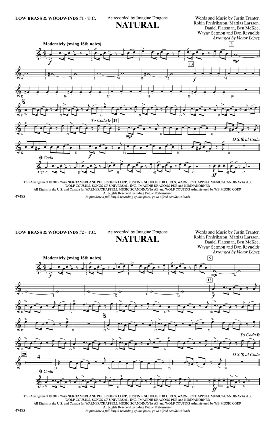 Natural: Low Brass & Woodwinds #1 - Treble Clef