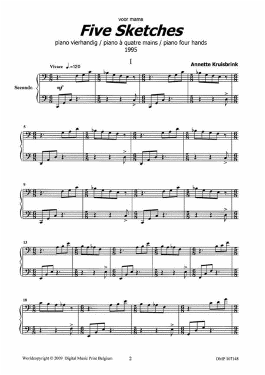 FIVe Sketches Piano Duet scores gallery preview page 2
