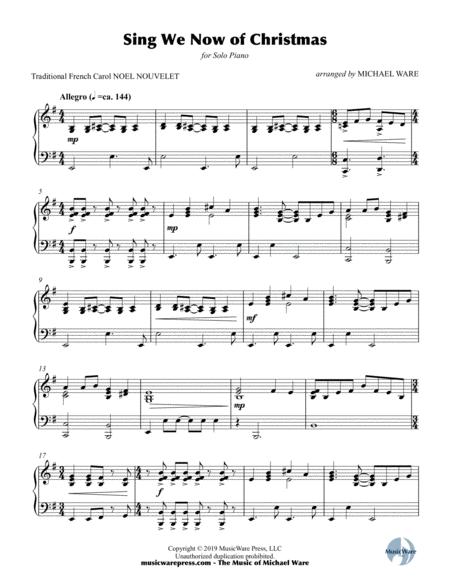Sing We Now of Christmas (Solo Piano) image number null