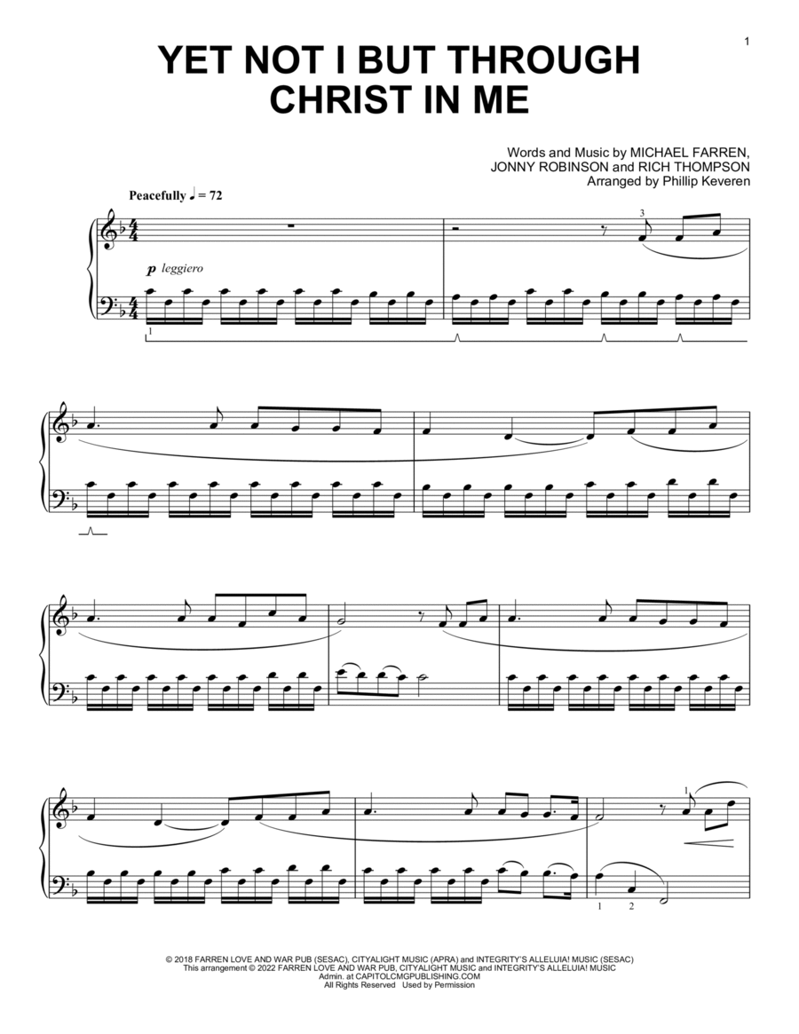 Yet Not I But Through Christ In Me [Classical version] (arr. Phillip Keveren)