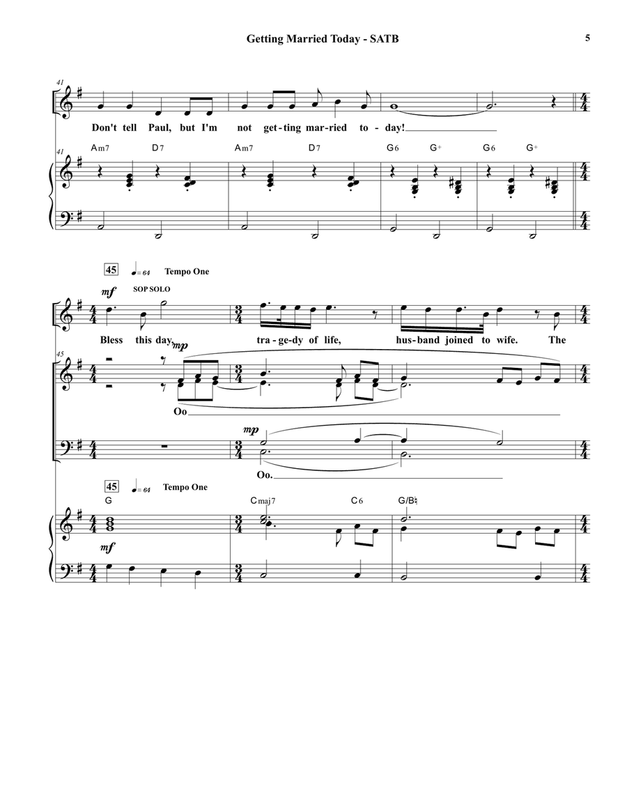 Getting Married Today 4-Part scores gallery preview page 5
