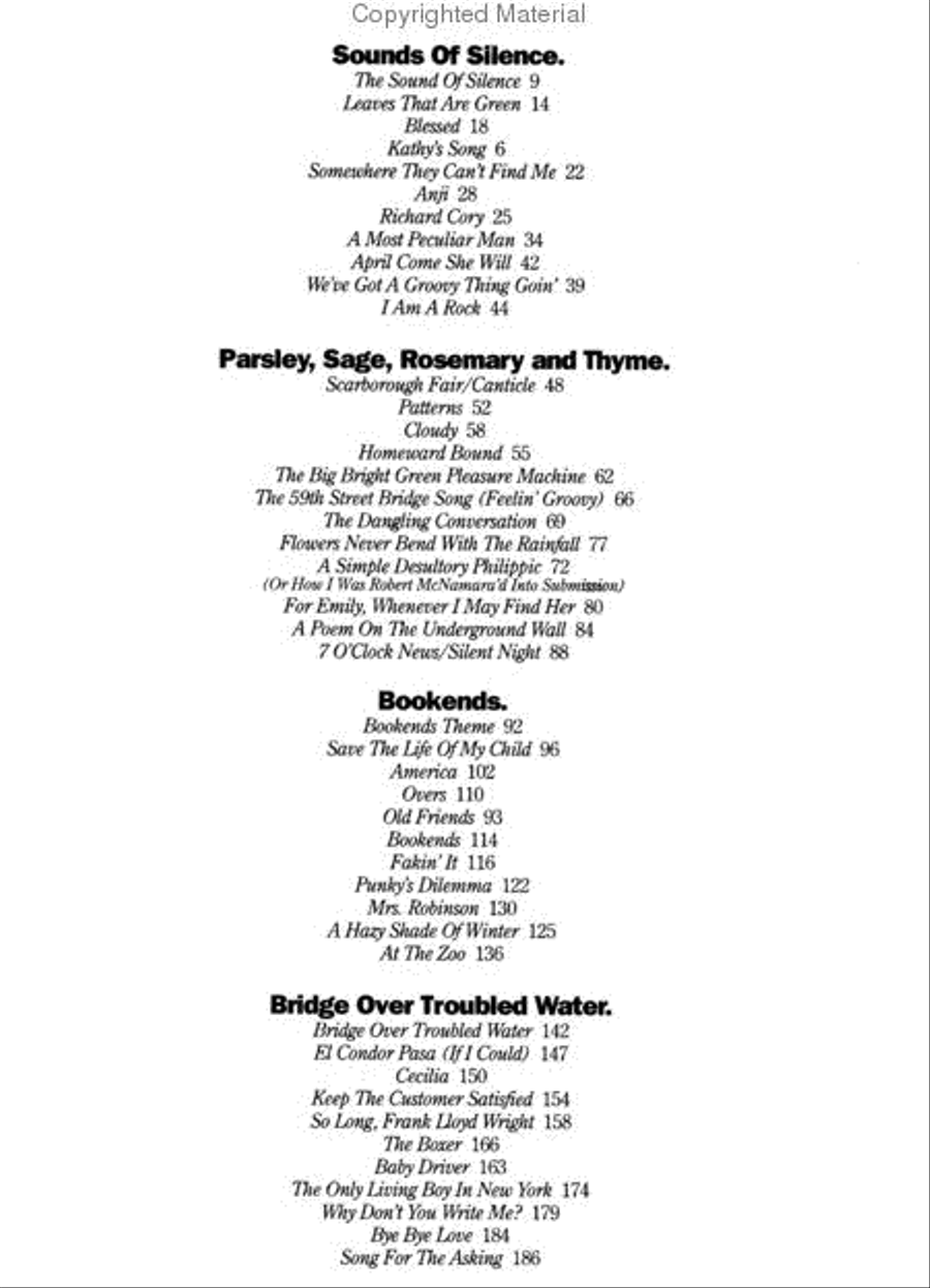 Classic Paul Simon – The Simon and Garfunkel Years Piano, Vocal, Guitar scores gallery preview page 2