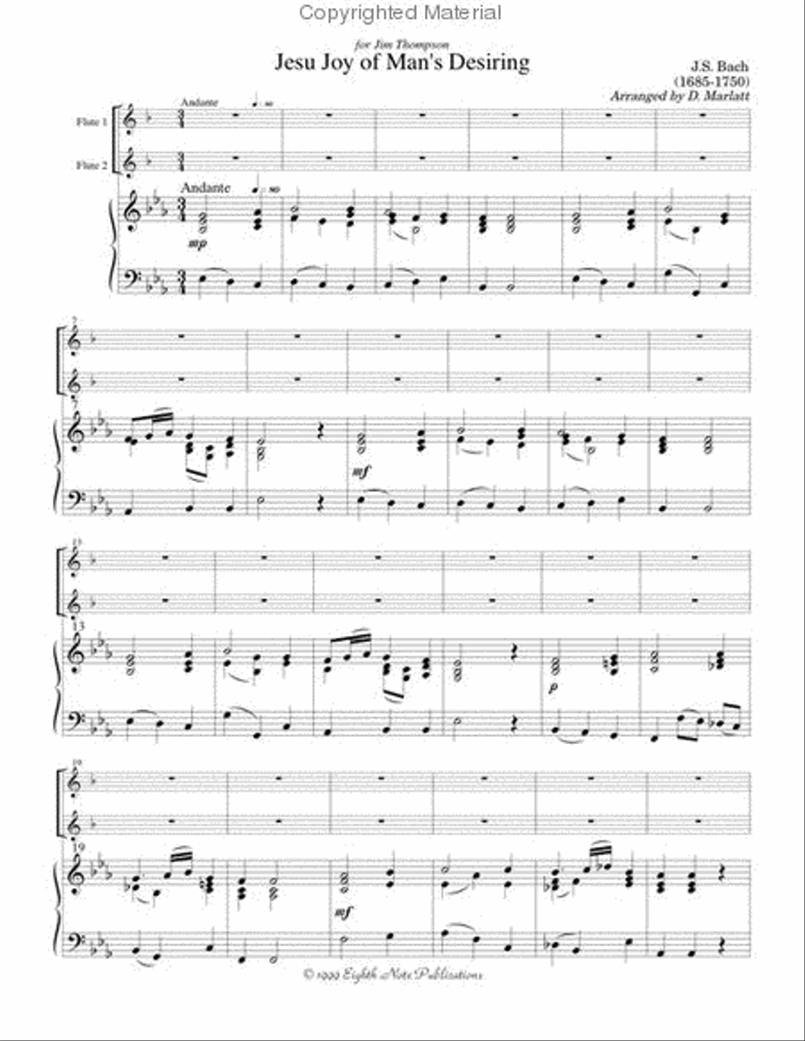 Jesu Joy of Man's Desiring Flute Duet scores gallery preview page 2