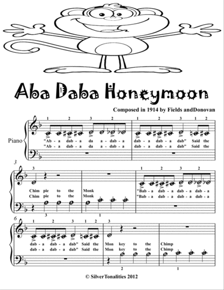 Aba Daba Honeymoon Beginner Piano Sheet Music 2nd Edition Easy Piano scores gallery preview page 2