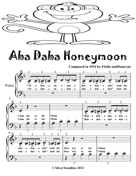 Aba Daba Honeymoon Beginner Piano Sheet Music 2nd Edition