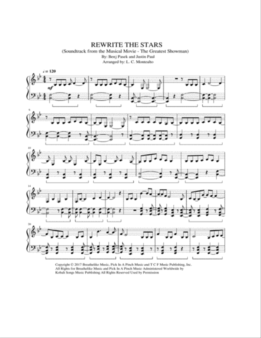 Rewrite The Stars Piano Solo scores gallery preview page 2