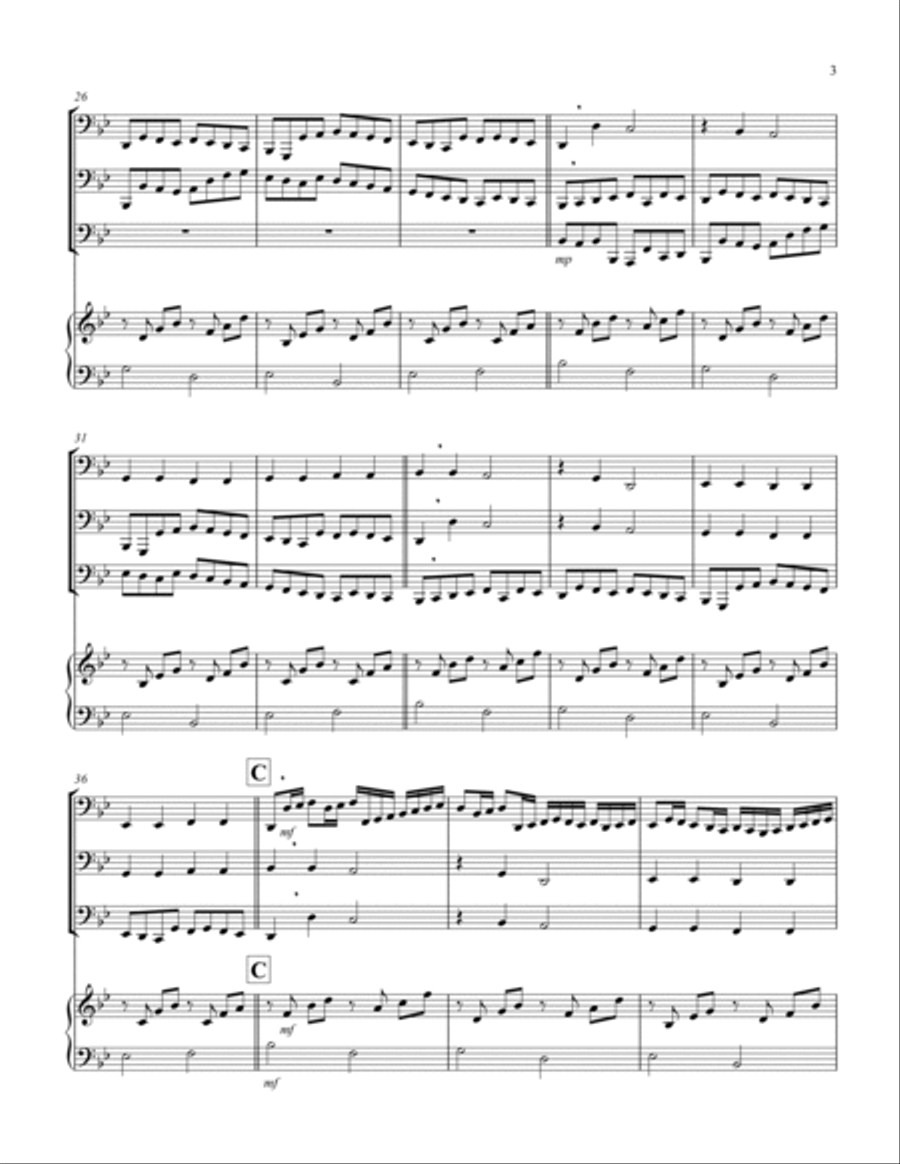Canon (Pachelbel) (Bb) (Tuba Trio, Keyboard) Brass Trio scores gallery preview page 3