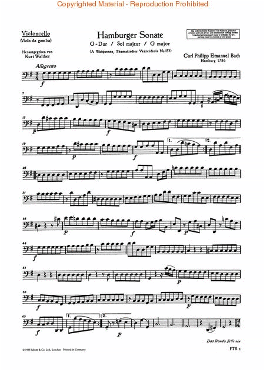 Hamburger Sonata in G Major, Wq. 133 Flute Solo scores gallery preview page 4