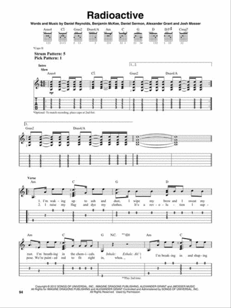 Easy Guitar Sheet Music 2010-2019 Electric Guitar scores gallery preview page 5