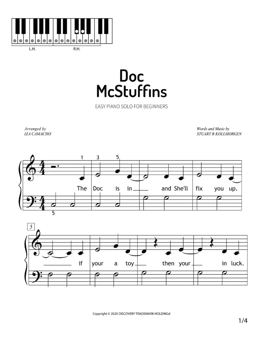 Doc Mcstuffins Easy Piano scores gallery preview page 1