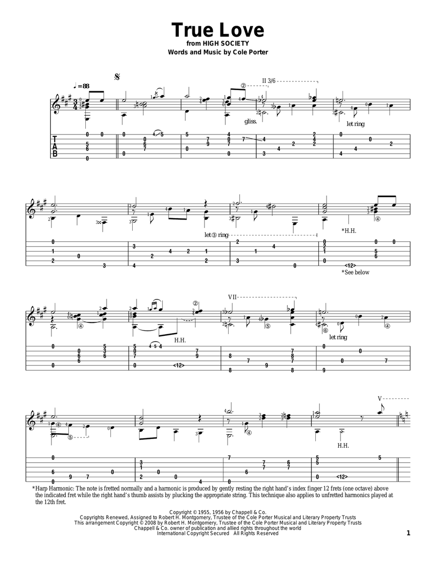 True Love (from High Society) Acoustic Guitar scores gallery preview page 1