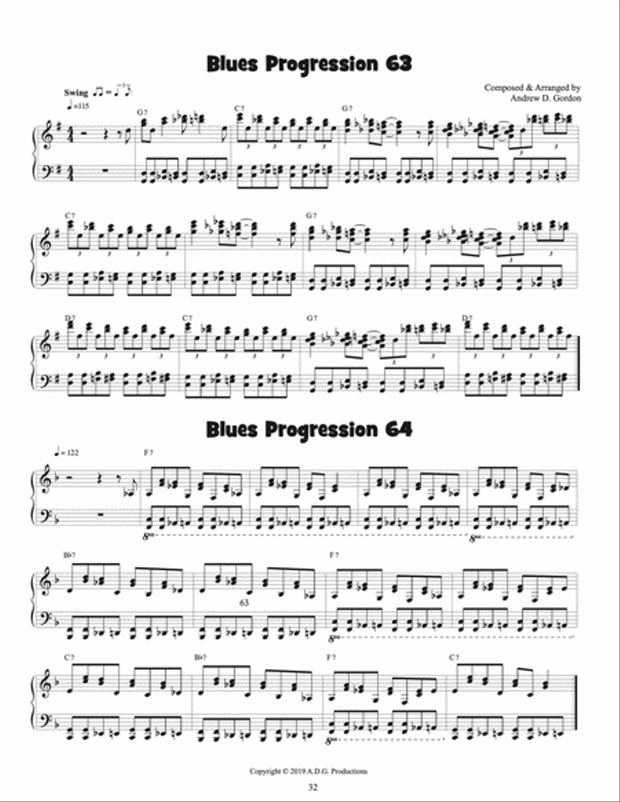 100 Ultimate 12 Bar Blues Progressions for Piano/Keyboards Piano scores gallery preview page 2