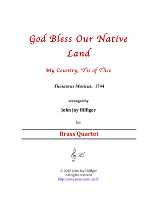 Book cover for God Bless Our Native Land/ My Country, 'Tis of Thee (for Brass Quartet/Ensemble)