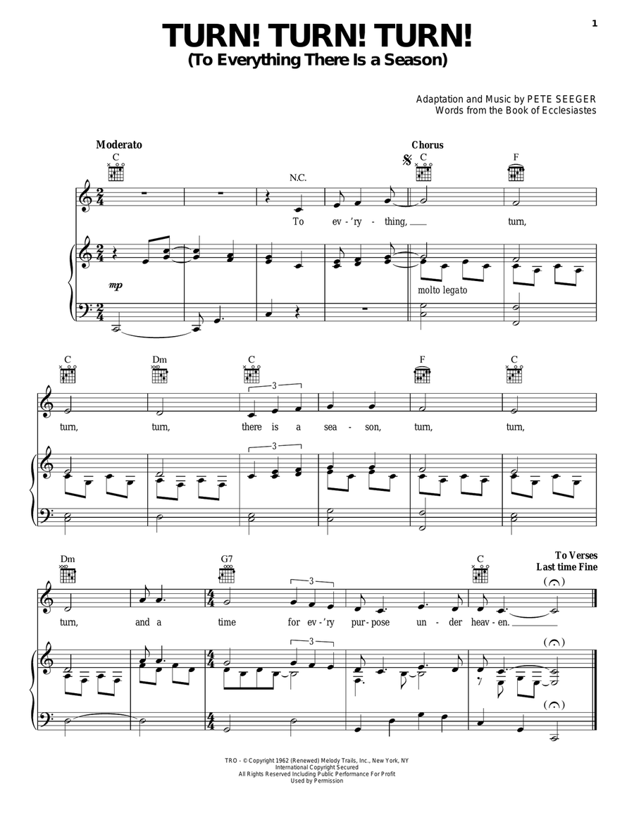 Turn! Turn! Turn! (To Everything There Is A Season) Acoustic Guitar scores gallery preview page 1