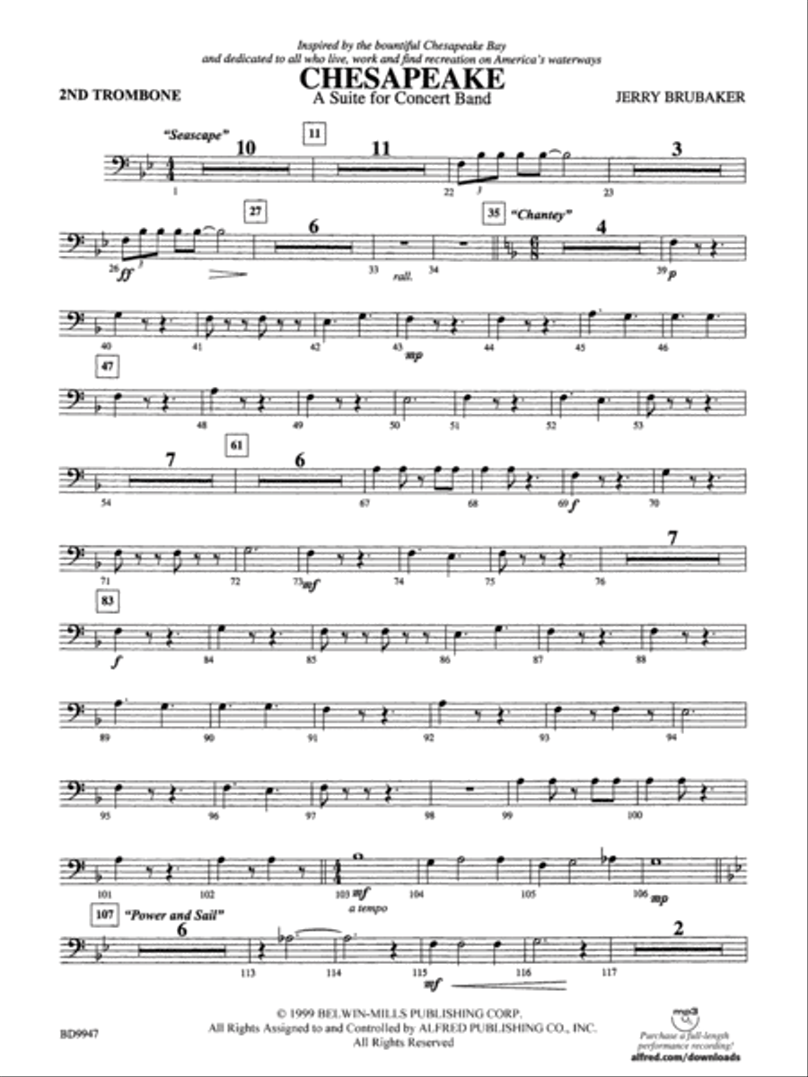 Chesapeake: 2nd Trombone Concert Band scores gallery preview page 1