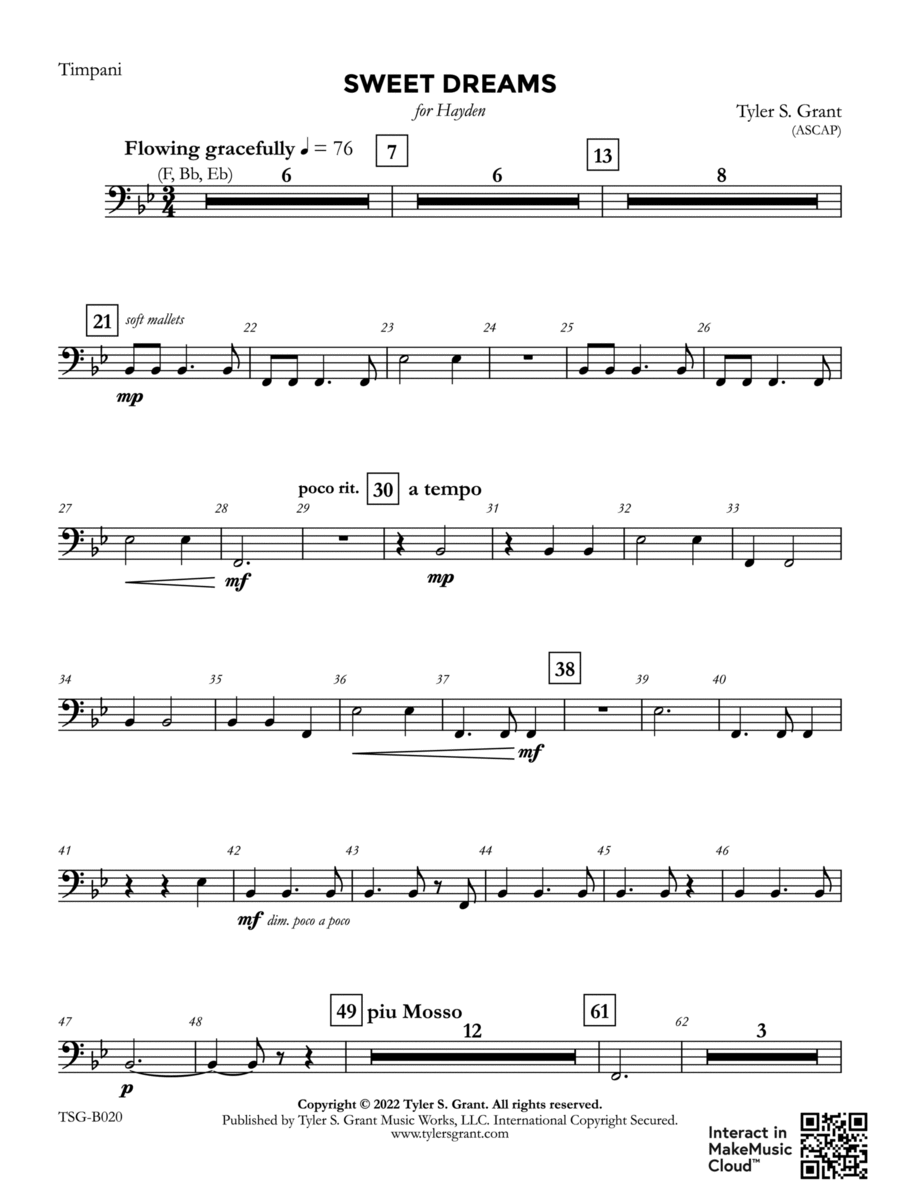 Sweet Dreams: Timpani Concert Band scores gallery preview page 1