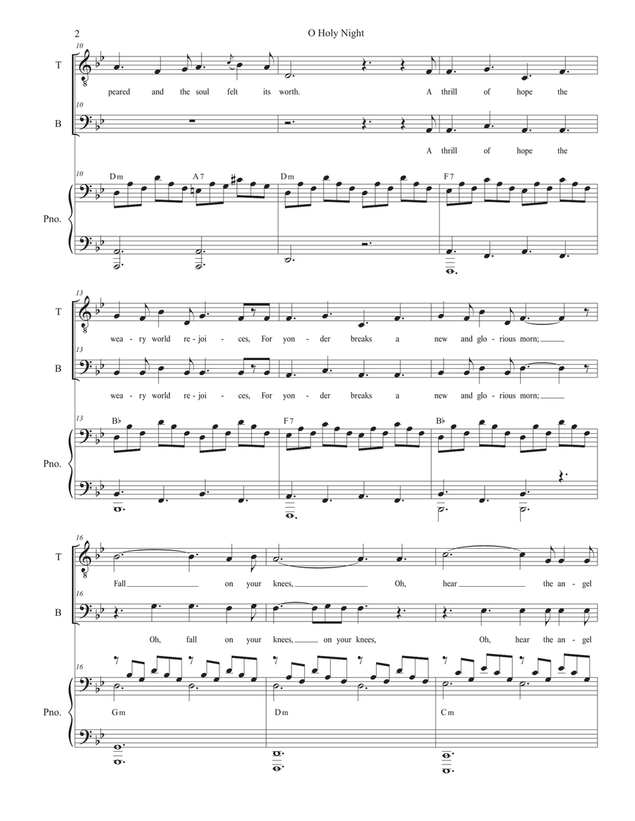 O Holy Night (2-part choir (TB) - Medium/Low Key - Alternate Version) TB scores gallery preview page 3