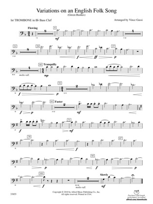Variations on an English Folk Song: (wp) 1st B-flat Trombone B.C.
