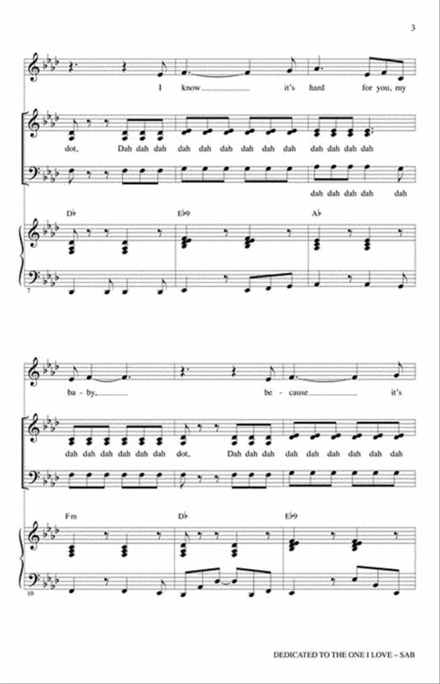Dedicated to the One I Love 3-Part scores gallery preview page 3