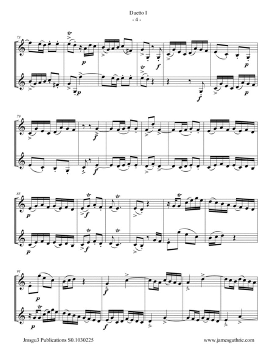 Quantz: Duetto Op. 2 No. 1 for Trumpet Duo Trumpet Duet scores gallery preview page 4