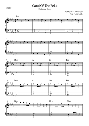 Carol Of The Bells (Christmas Song) for Easy Piano Solo with Chords (Db/Bbm)