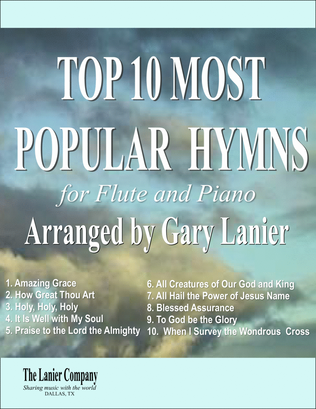 Book cover for TOP 10 MOST POPULAR HYMNS for Flute and Piano (Score/Parts included)