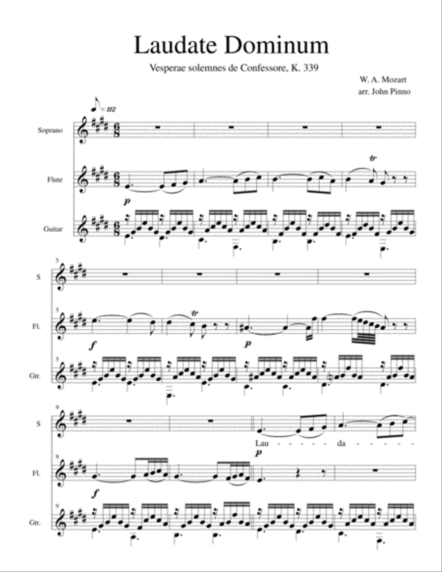 Laudate Dominum for voice, flute, and classical guitar Small Ensemble scores gallery preview page 2
