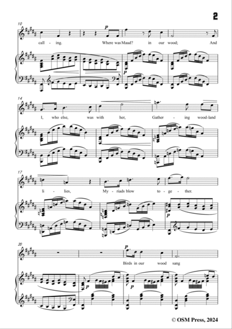 Somervell-Birds in the high hall Garden,in B Major Voice scores gallery preview page 3