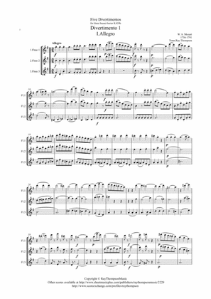 Mozart: Divertimento No.1 from "Five Divertimenti for 3 basset horns" K439b - flute trio