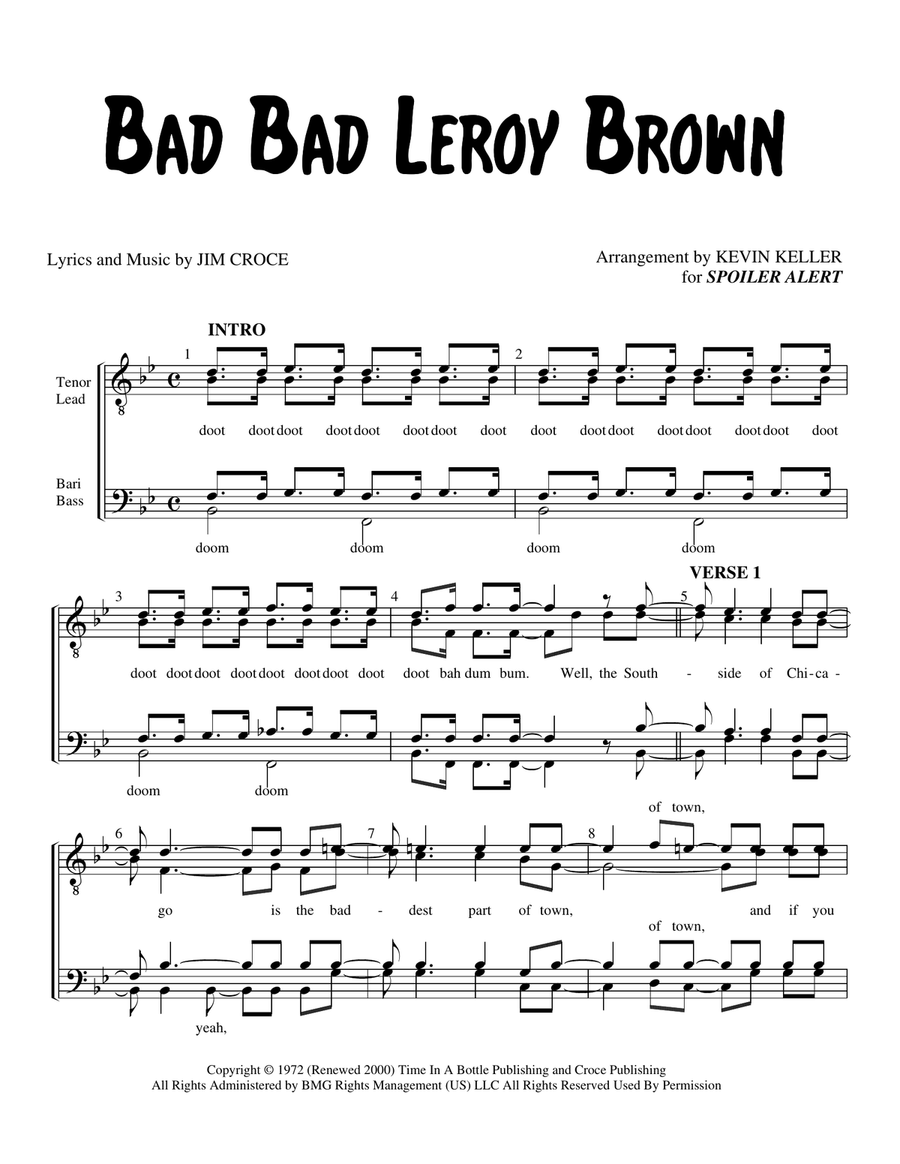 Bad, Bad Leroy Brown TTBB scores gallery preview page 1