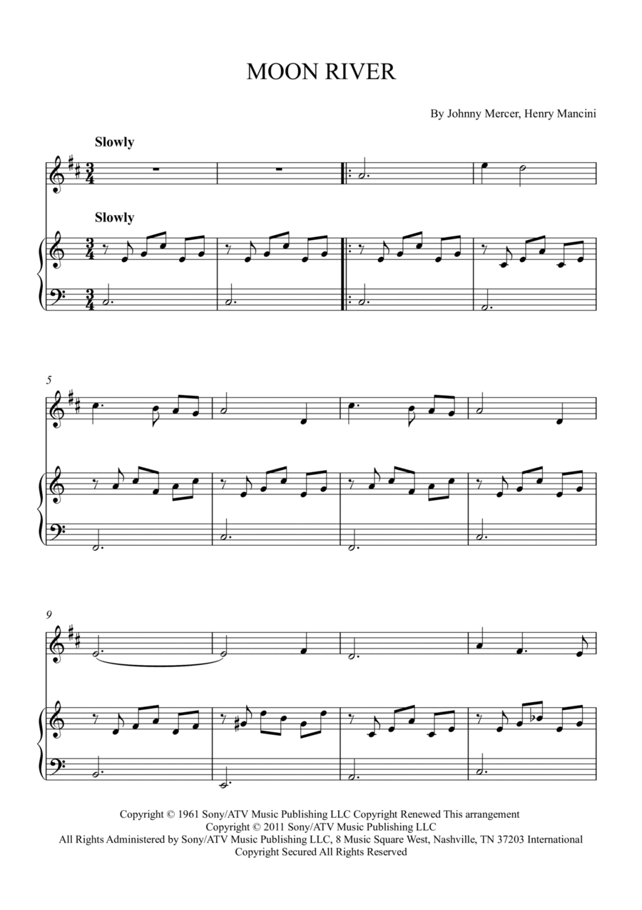 Moon River B-Flat Trumpet scores gallery preview page 1