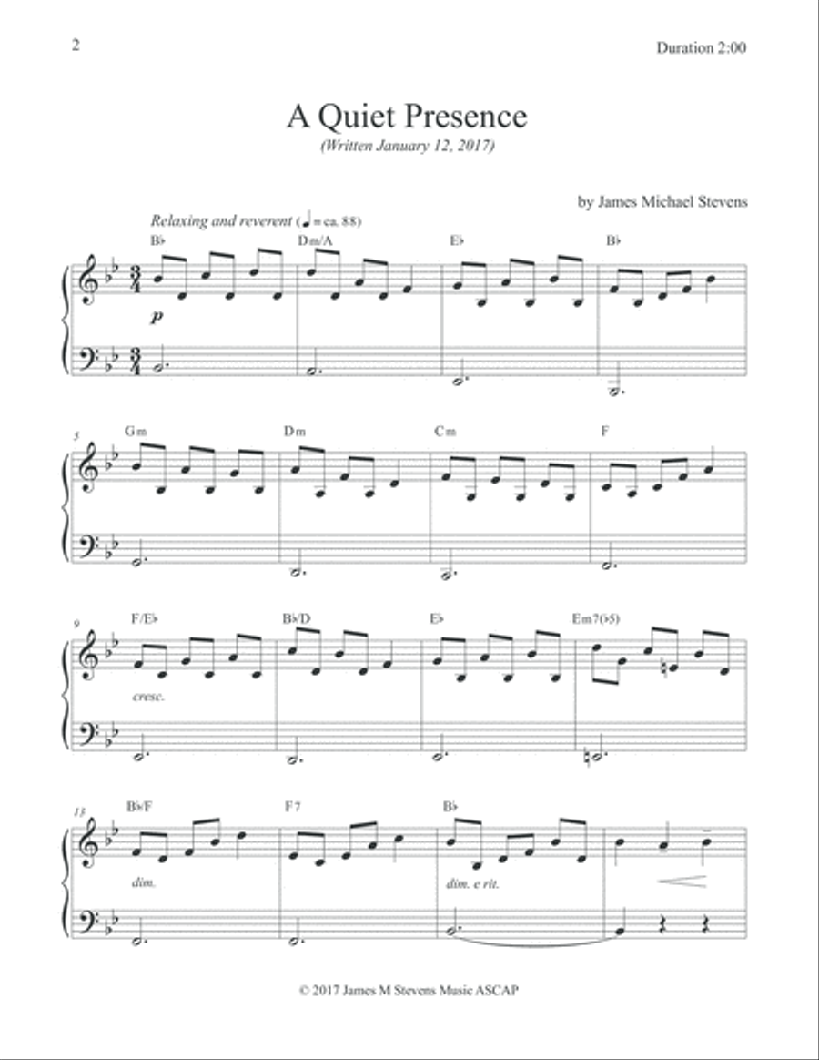 A Quiet Presence A Quiet Presence Piano Solo scores gallery preview page 2