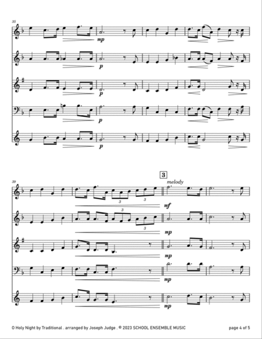 O Holy Night for Woodwind Quartet in Schools O Holy Night for Woodwind Quartet in Schools Woodwind Quartet scores gallery preview page 4
