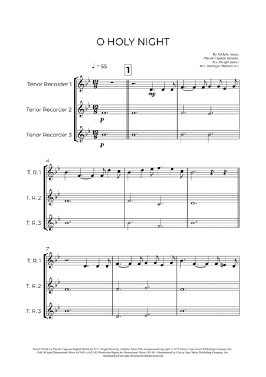 O Holy Night Tenor Recorder scores gallery preview page 2