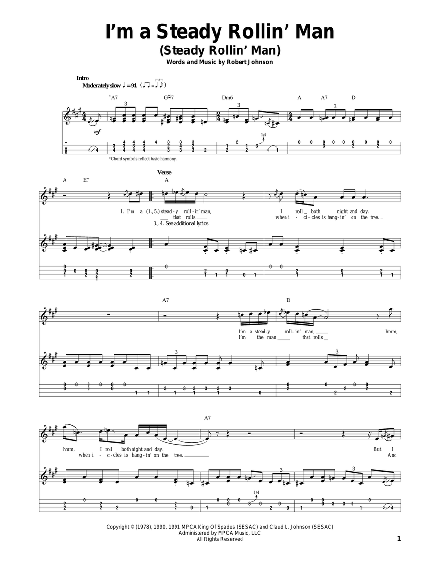 I'm A Steady Rollin' Man (Steady Rollin' Man) Ukulele scores gallery preview page 1