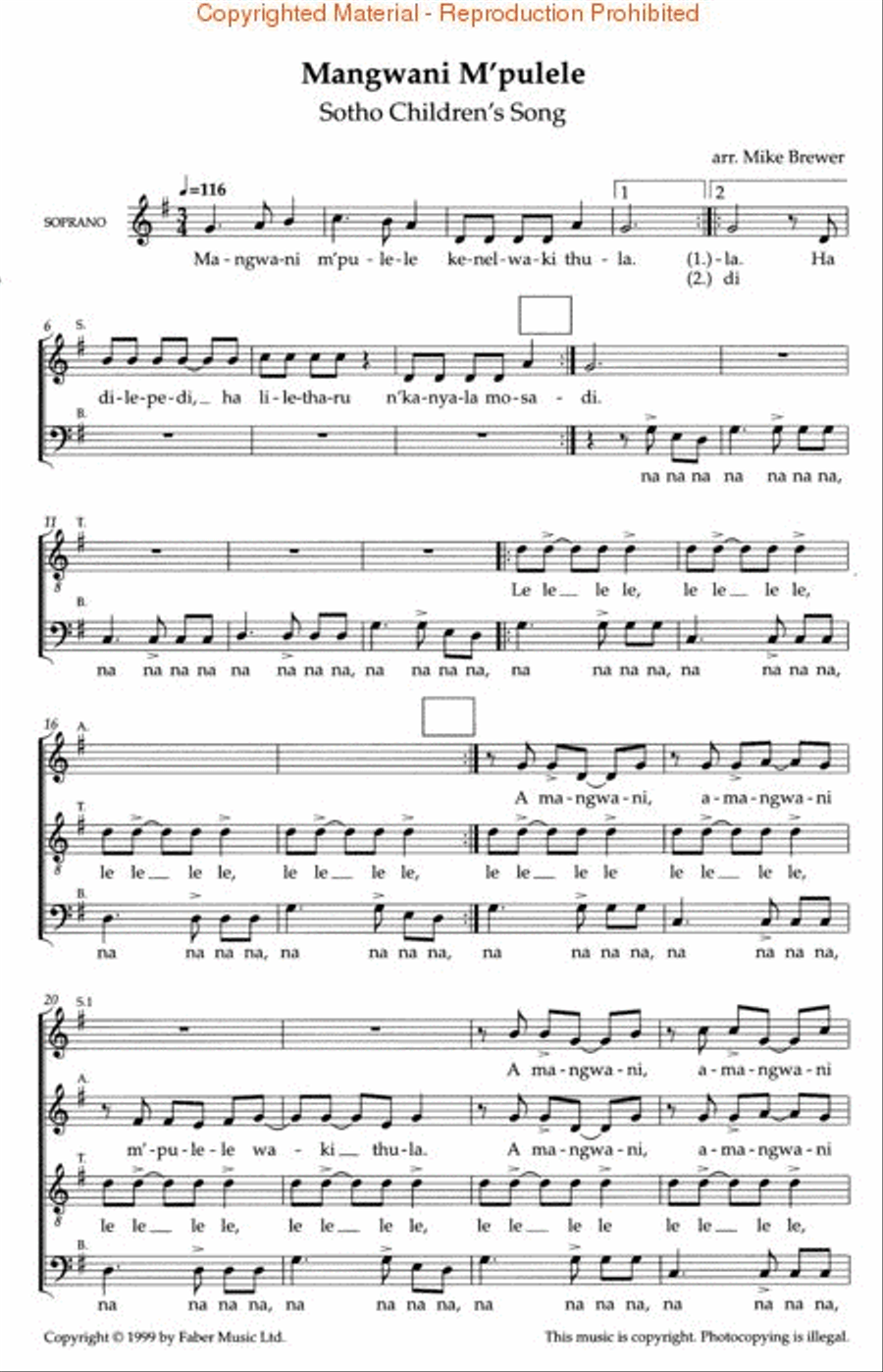 Hamba Lulu – Five African Songs (Collection) Divisi scores gallery preview page 3