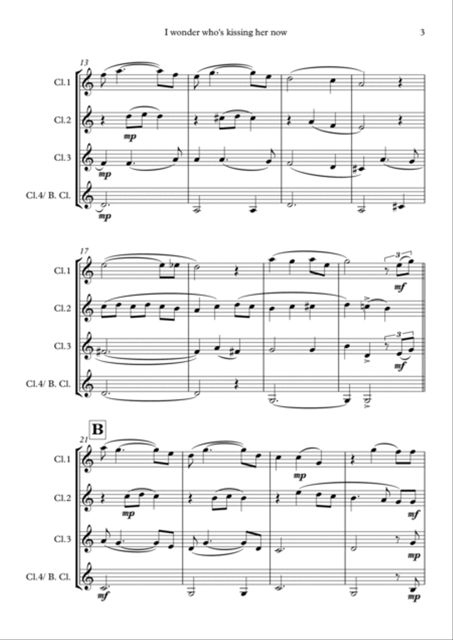 I Wonder Who's Kissing Her Now Woodwind Quartet scores gallery preview page 3