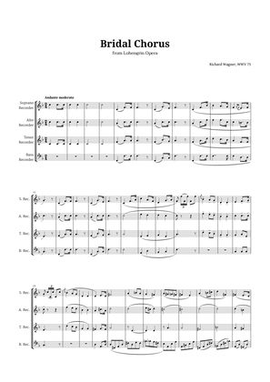 Bridal Chorus by Wagner for Recorder Quartet