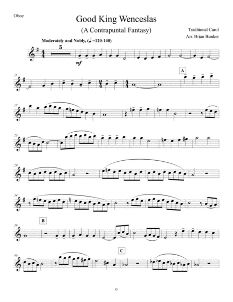 Good King Wenceslas - a Contrapuntal Fantasy Woodwind Quintet scores gallery preview page 3